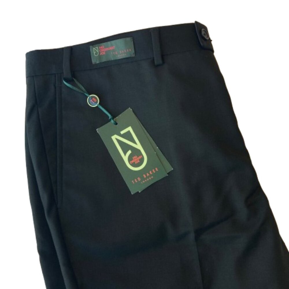 Ted Baker London No Ordinary Joe Joey 100% Wool Pants Unhemmed Mens 42 Black NWT